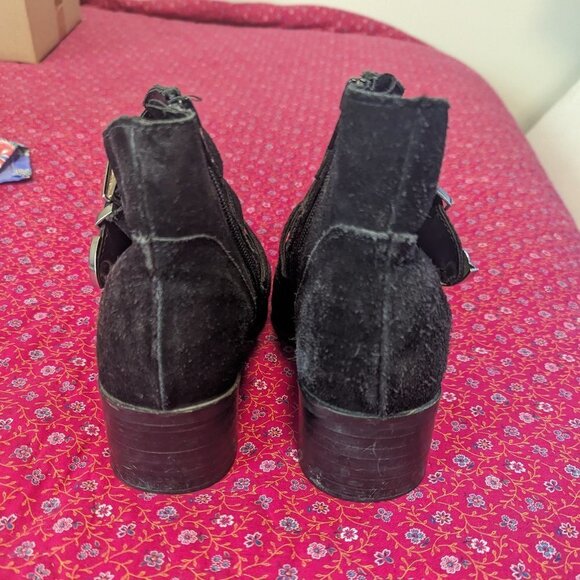 Western Goth Suede ASOS Ryder Regina Buckle Ankle Boots Punk Y2K Size 9 - Picture 10 of 11